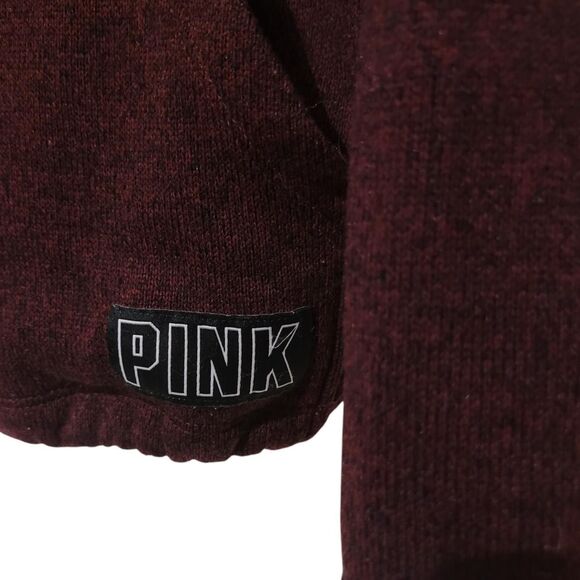 Victoria Secret PINK Women's Burgundy Quarter Zip, Embroidered Logo XS - Picture 2 of 6